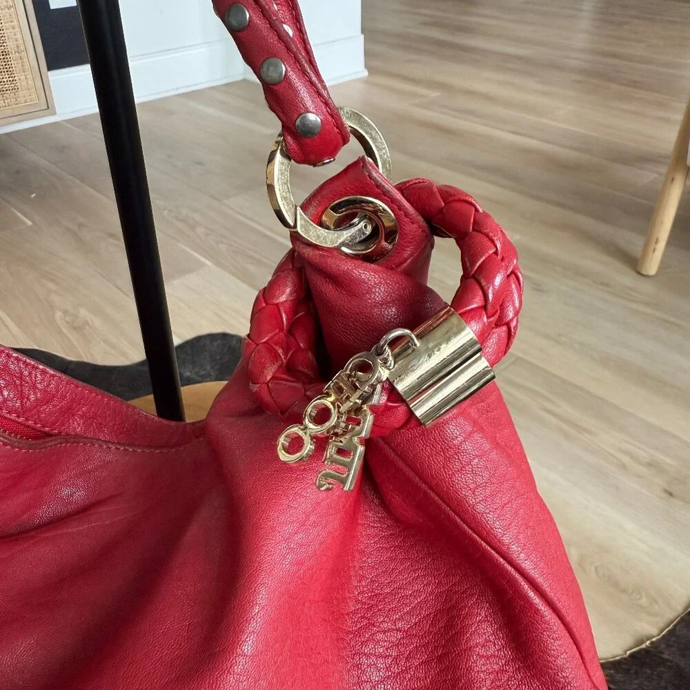 Hard to Find!! Jimmy Choo Red Leather Sky Hobo Bag